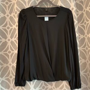 NWT - Ann Taylor Pleated Blouson Top (Black) Size SP